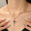 Versatile Crucifix Pendant Chain Rose Detailing Adjustable Necklace for Everyday Outfits Religious Accessory Jewelry