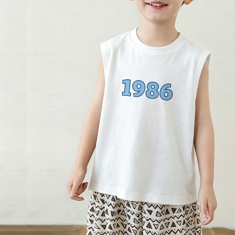 Summer Pure Cotton Children S Solid Color Vest Sleeveless Vest Boys And Girls Round Neck Cotton Children S T-Shirt 90cm