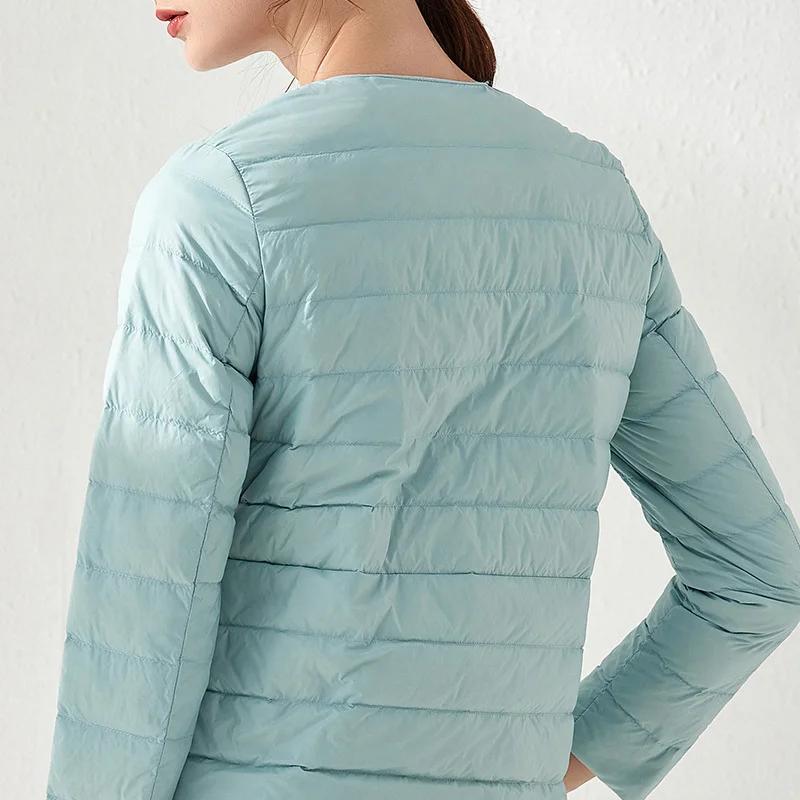 Frühling Winter Damen Liner Warme Daunenjacken Ultraleicht Kragenlos Tragbare Damen Gepolsterte Parkas O-Ausschnitt Puffer Mantel