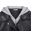 Ggpx New York Men S Gray Hooded Color Block Leather Jumper Gq8jp014f
