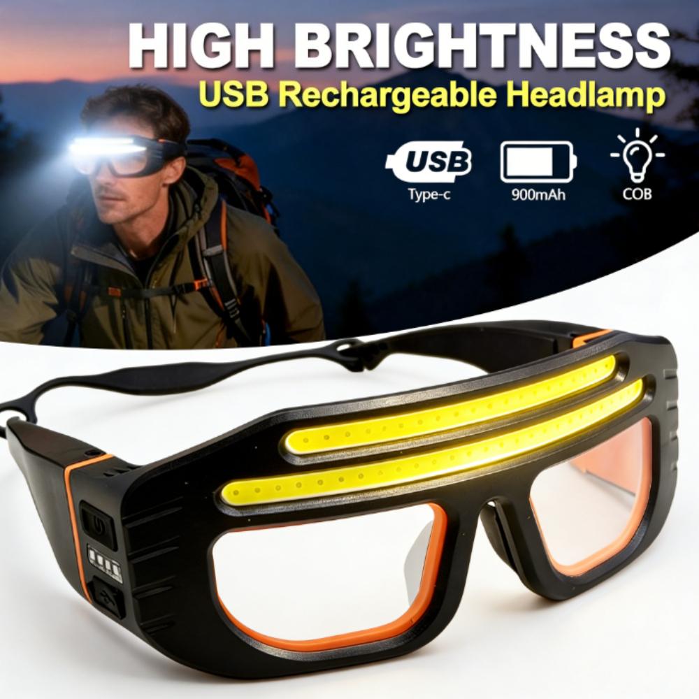 Powerful COB Headlamp Type-C Rechargeable Head Flashlight Built-in Battery Outdoor Fishing Camping Lantern Waterproof Torch
