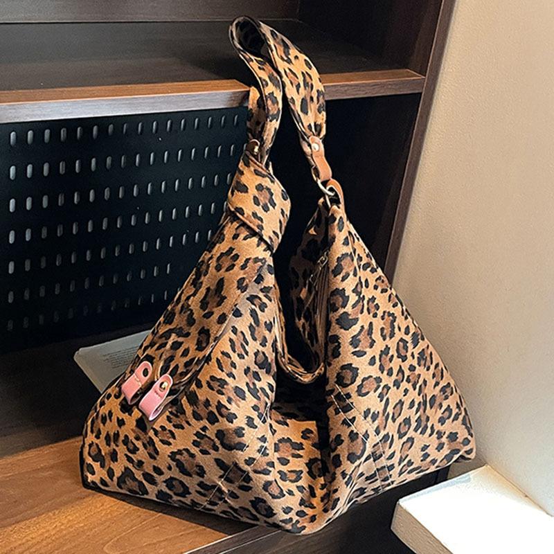 Leopard Print Bag Women's Large-capacity New Autumn and Winter Versatile Matte Shoulder Messenger Bag Commuter Tote Bag