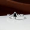 Retro fashion simple copper plated white gold black square zircon ladies ring