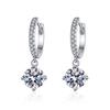 PT950-Plated S925 Sterling Silver Moissanite Four-Prong D-Color Earrings for Women
