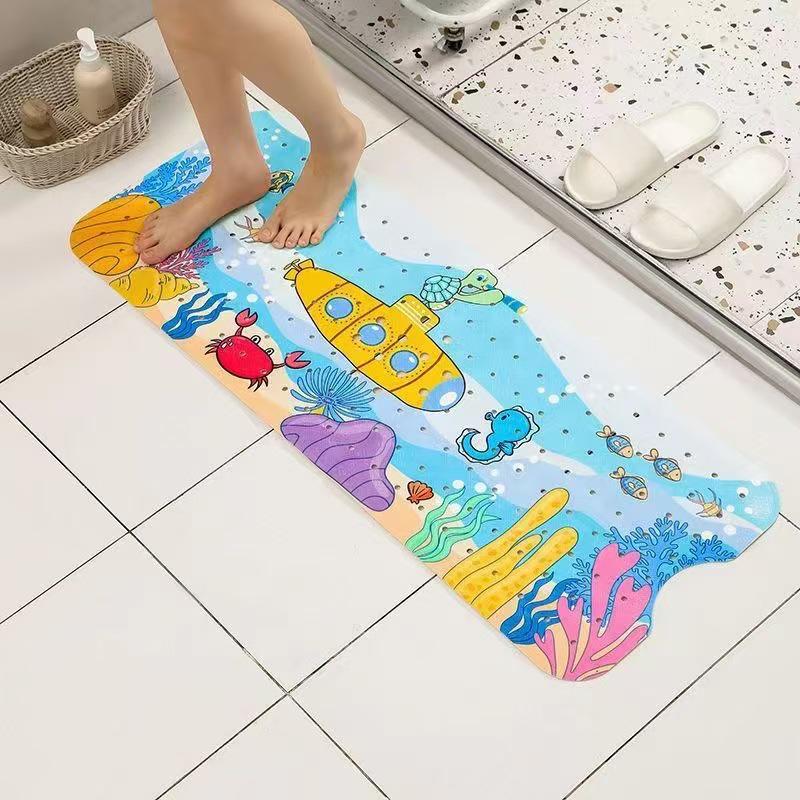 Cartoon Non-Slip Bathroom Mat - Printed Pattern Shower & Bath Floor Mat, Customizable Labeling