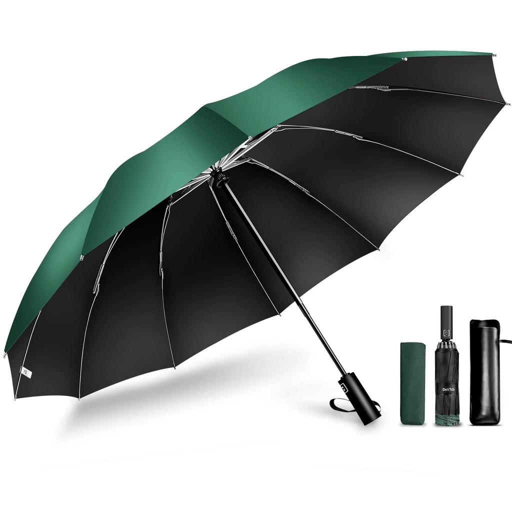 Folding Umbrella with 12 Automatic Reverse Folding Light Heat UV Rain or Heavy Day Gift Extra-Large Ribs, One-Touch Open/Close, Folding, Windproof,