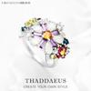 Colourful Flowers Ring New Fine Jewerly Bohemia 925 Silver Gift For Women