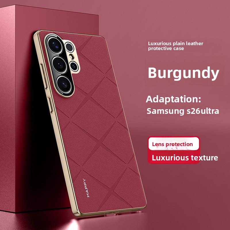 For Samsung Galaxy S26 Ultra Case Luxury Vegan Leather Lens Protective Back Cover Case For Samsung S26 Plus S26Ultra Phone Shell