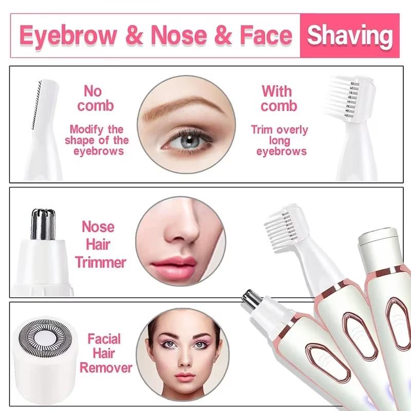 4 In 1 Portable Electric Haircut Trimmer Epilator Woman Facial Intimate Area for Body Hair Removal Gifts For Women