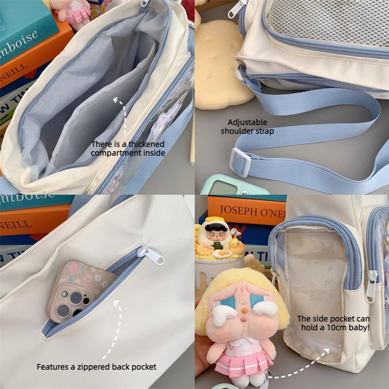 Trendy Transparent Crossbody Bag Large Capacity Textured Shoulder Bag Versatile Ita Bag For School And Daily Use