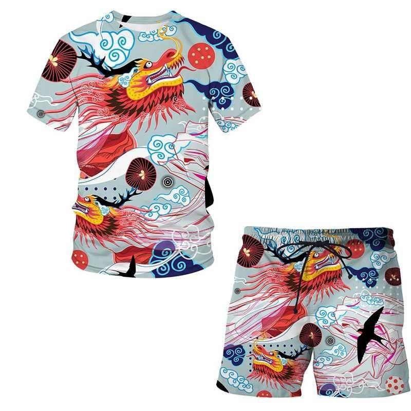 

Летняя новинка мужская спортивная одежда 3D-печать модный тренд мужская футболка с коротким рукавом комплект для отдыха с рисунком животных комплект из двух предметов 6XL