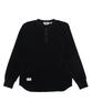 BEN DAVIS Waffle Henley Neck Long Sleeve T-Shirt Black