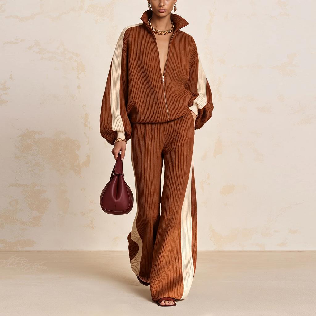 Women's Corduroy Two Piece Set with Color for Fall and Winter