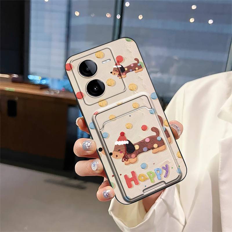 Shockproof Protective Phone Case For VIVO IQOO Z8 Anti-knock Full Wrap Cute Cartoon Card Bag Dirt-resistant Card Slot