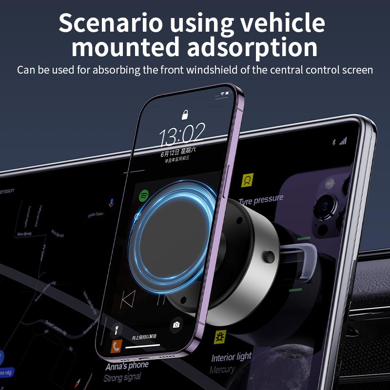 Car Mount Mobile Phone Holder Magnetic Black Technology Universal Adsorption Bracket for iPhone Samsung Vacuum Adsorption Stable