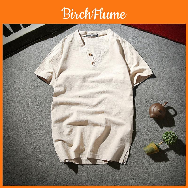 Exquisite 2018 Summer Japanese Linen Short-sleeved T-shirt For Men With Retro Appeal