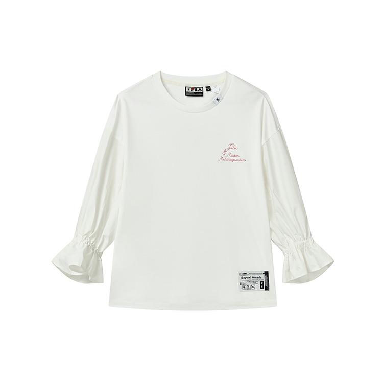 

New FILA x MIHARA YASUHIRO Drop Shoulder Sleeve T-Shirt Women s Coconut Milk White F11W233106F-IV XL