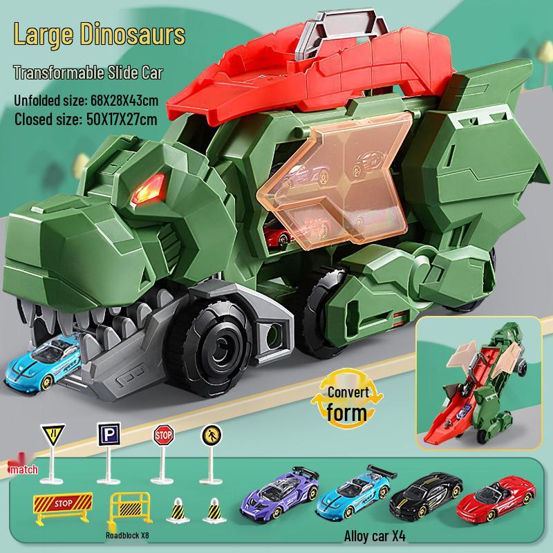 Dinosaur Deformation T-Rex Sliding Track Car Toy Set