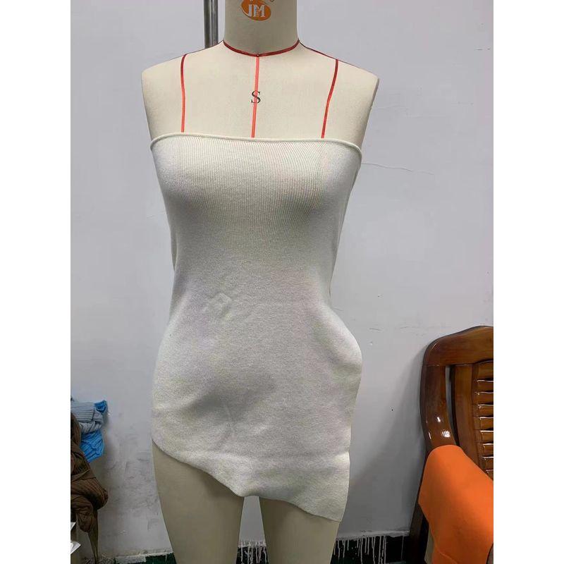 European and American New Sexy Strapless Solid Split Tube Top Top Sexy Knitted Chest Wrap Top