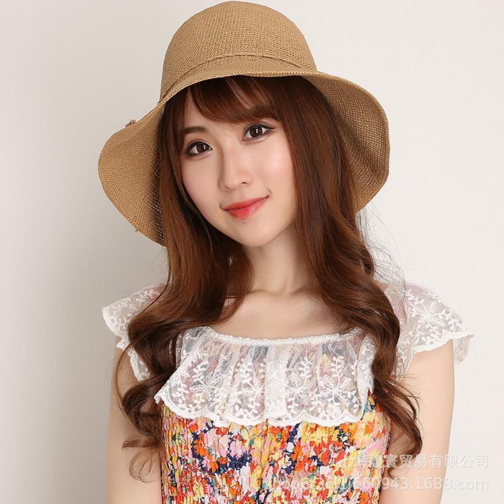 8Cm Japanese handmade crochet pull-up straw hat foldable sun hat children summer sun protection bucket hat sun hat