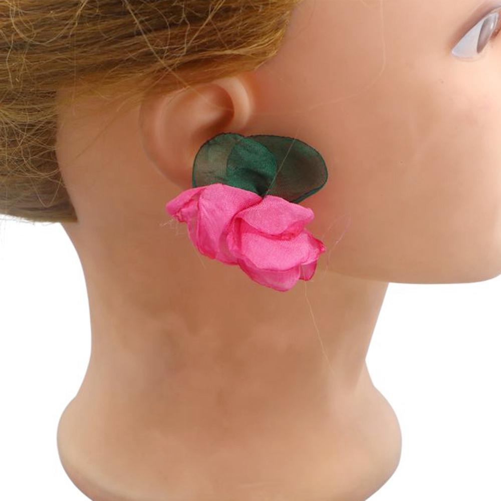

Luxury Cute Cloth Elegant Sweet Women Earrings Korean Style Ear Stud Fashion Jewelry Chiffon Flower