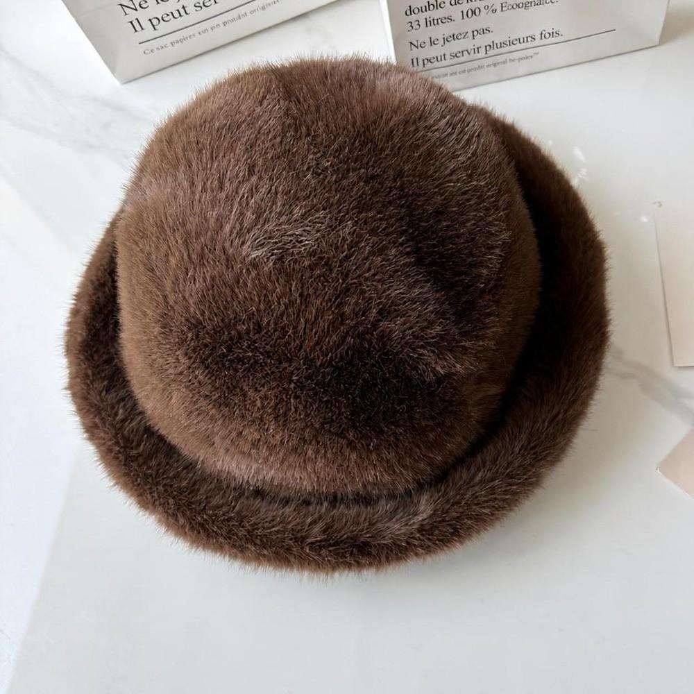 Thick Fur Bucket Hat Windproof Furry Beanies Hat Fashion Winter Fisherman Hat Winter