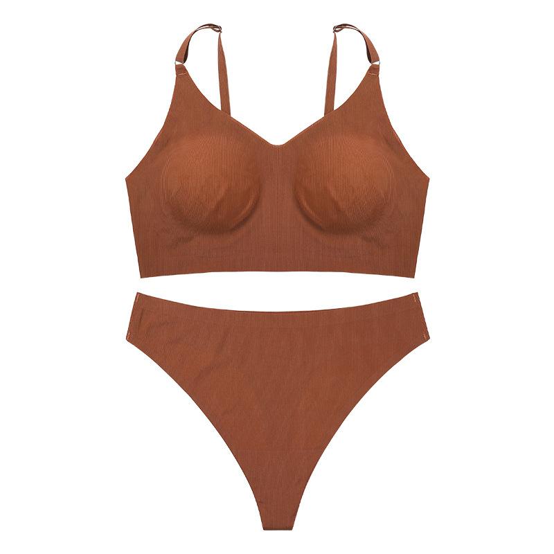 Sexy European and American T-shaped underwear gathers big breasts and small threaded bras S