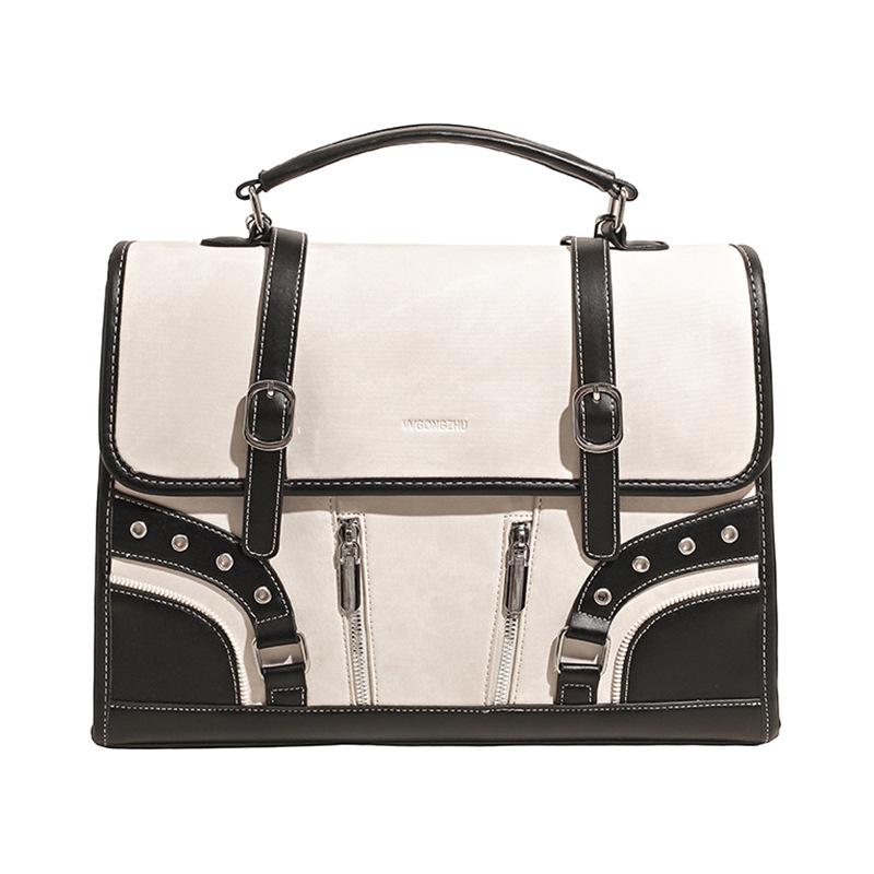Retro Tote Bag Commuter Luxury Handbag Women's Bag 2025 New Contrast Briefcase Backpack