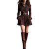 Women's Vintage Shirt Dress with Pockets, Elegant Plaid Long Sleeve Short Dress for Women