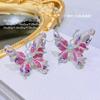 Foydjew Luxury Fntasy Brooch/Pendant Necklaces Two-wear Style Exquisite Lavender Purple Zircon Butterfly Rings Zircon Sets