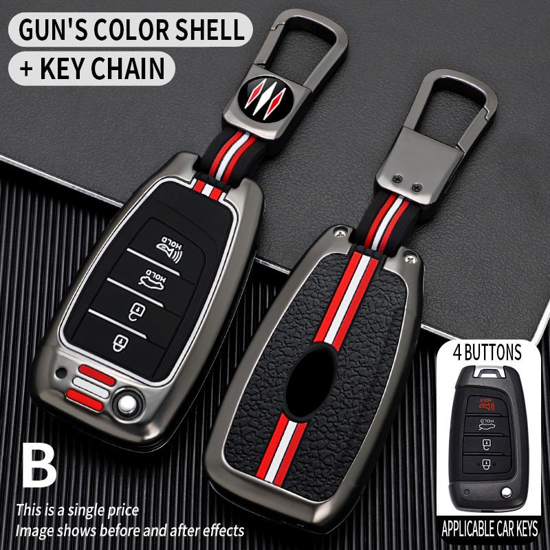 Zinc Alloy+Slicone Car Flip Key Case Cover Shell Fob for Hyundai Elantra Solaris Tucson I30 I35 I40 KONA Genesis Santa Fe Azera