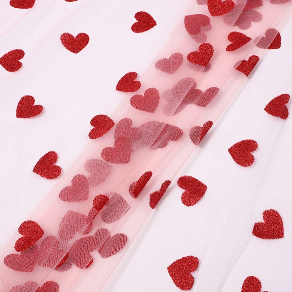 High Quality 2x1.5m Heart Gauze Table Runner Romantic Home Decoration Valentine's Day Tablecloth Dining Table Decor Anniversary