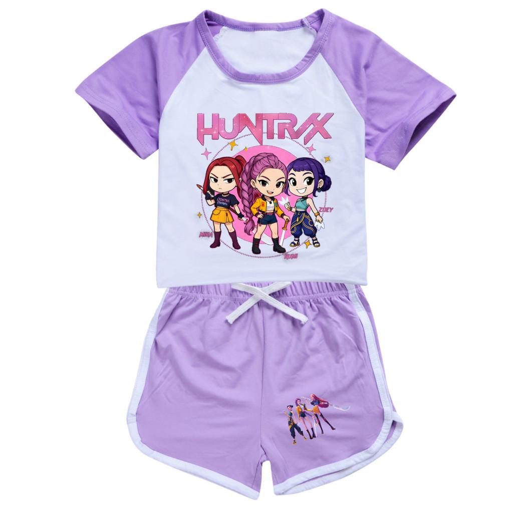5033 Kids Girls POP Rumi Zoey Mira Print T-shirt Shorts Sport Tracksuit Clothes Set