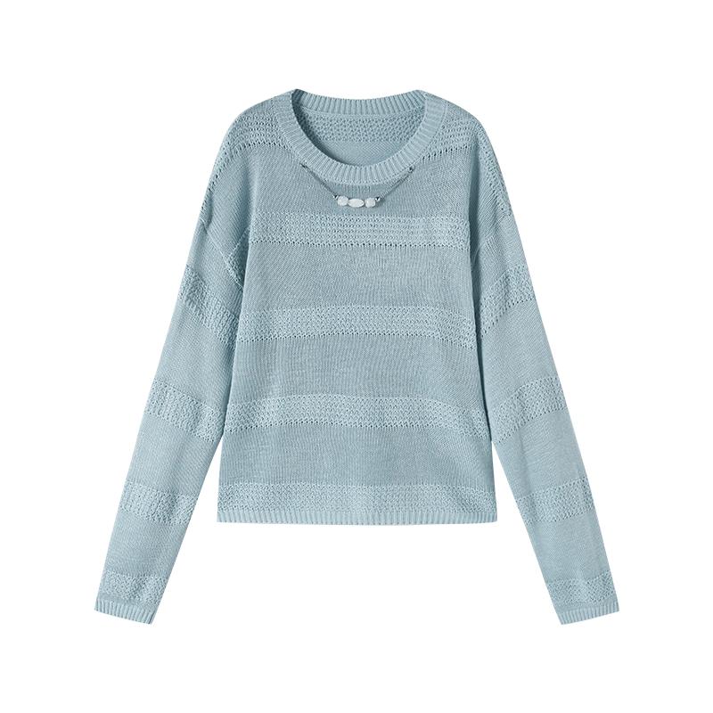 Women's Round Neck Long Sleeve Knit Sweater