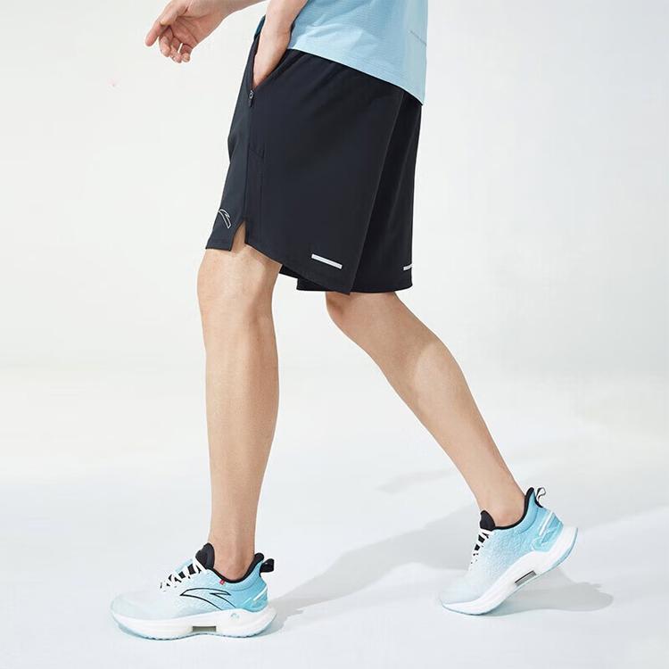 Anta Running Series Logo Mid-Waist Straight-Leg Casual Shorts Men Bottoms Black 152325505-3