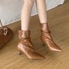 Fashion SUOJIALUN 2025 Winter New Brand Women Short Boots Fashion Pleated Pointed Toe Slip On Thin High Heel Ladies Elegant Chelsea Pump