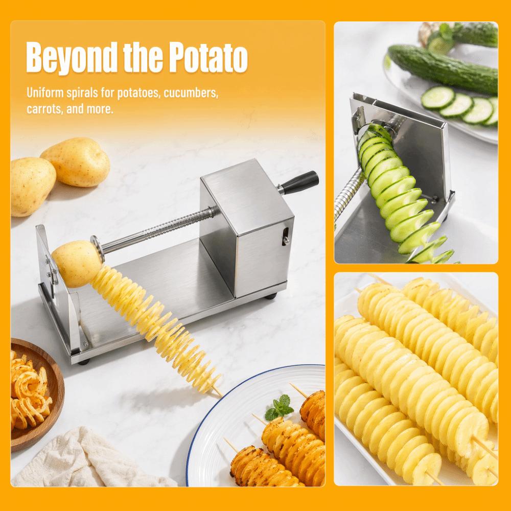 Four-Prong Shaft Spiral Potato Cutter Hand Crank Manual Potato Cutter Home Kitchen