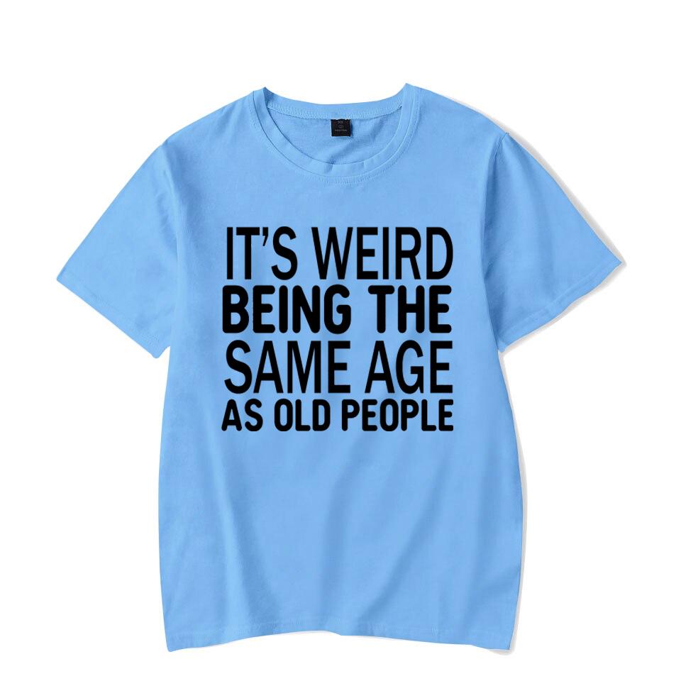 

Круто, это странно быть ровесниками, футболка с принтом для женщин, летние модные повседневные футболки, топы с короткими рукавами M светло-синий