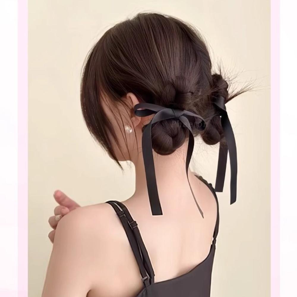 Fake Hair Braided Chignon Ribbon Bow Hair Clip Bun Sweet Hair Donut Bun  Girls