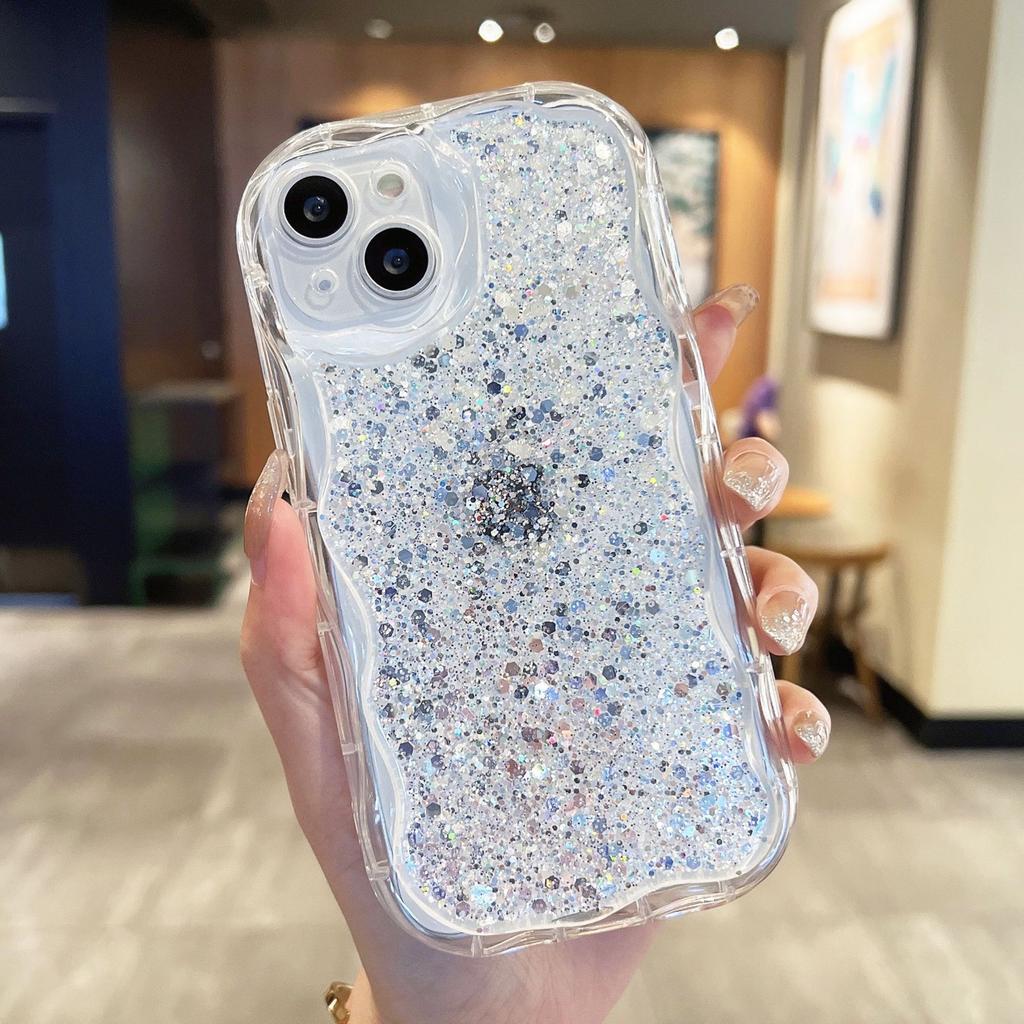 High flash silver powder cream shell is suitable for Apple 15/12pro mobile phone case iphone13 14 anti-drop XR78plusX