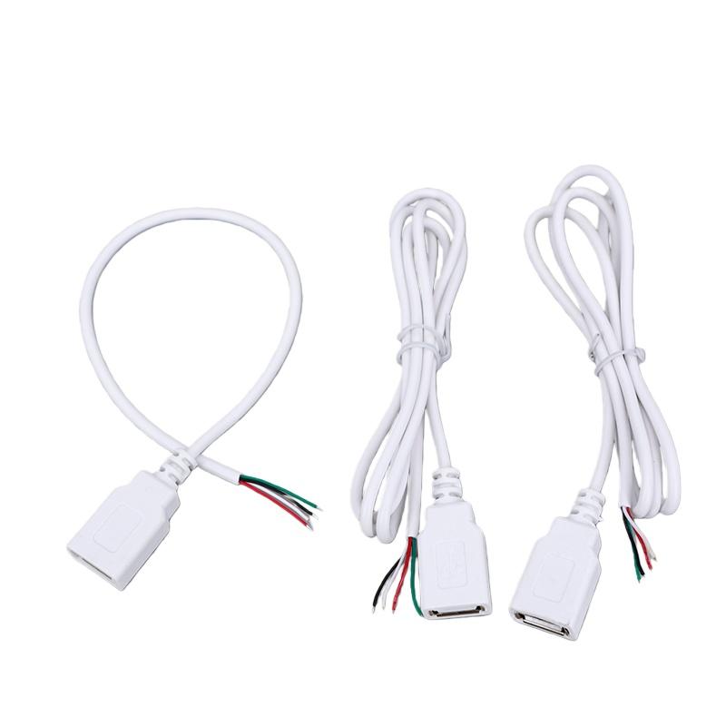 5V 2pin 4Pin USB 2.0 Female Power Supply Cable Wire Jack Charging Extension Connector white 0.3m 1m for computer accessories