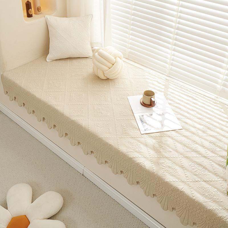 French Retro Pure Cotton Fabric Bay Window Mat Bedroom Balcony Window Sill Card Seat Non-Slip Mat Tatami Mat Sofa Cushion