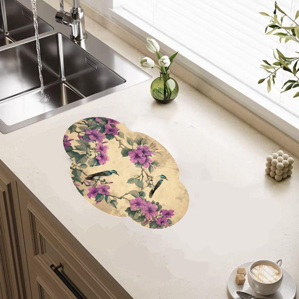 Non-slip Kitchen Drying Mat Super Absorbent Tableware Pad Coffee Machine Mat  Table Decor