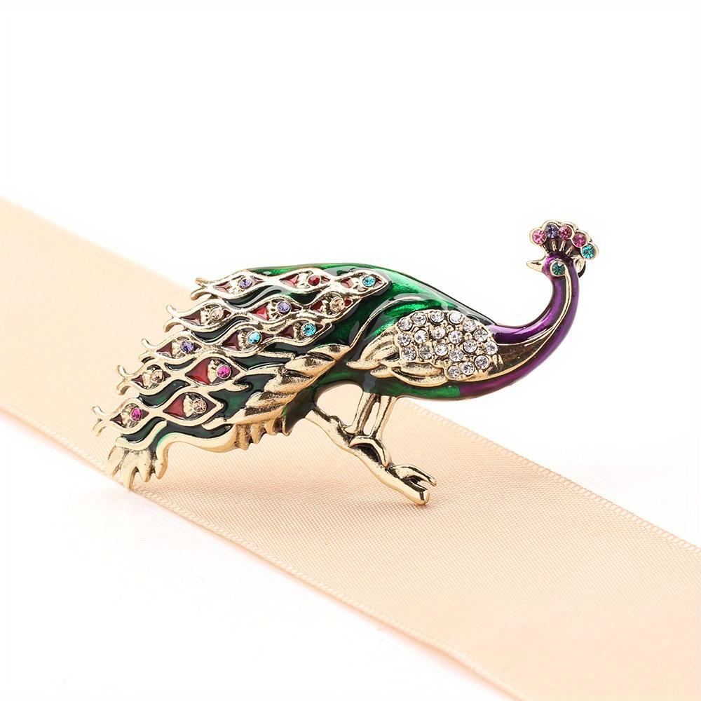 Vintage Classic Women Men Enamel Peacock Badges Brooch