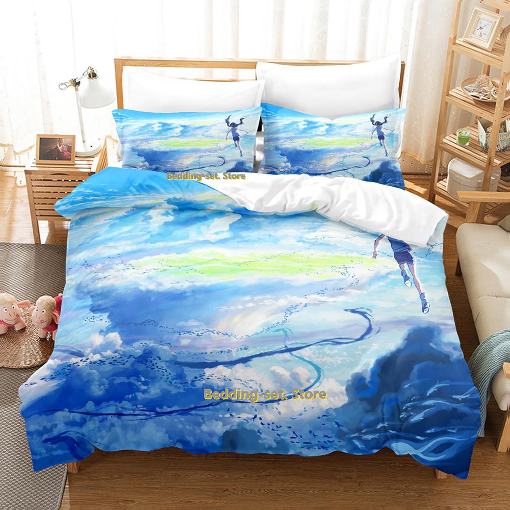 Weathering With You Bedding Set Single Twin Full Queen King Size Bed Set Adult Kid Bedroom Duvetcover Sets Anime Parure De Lit