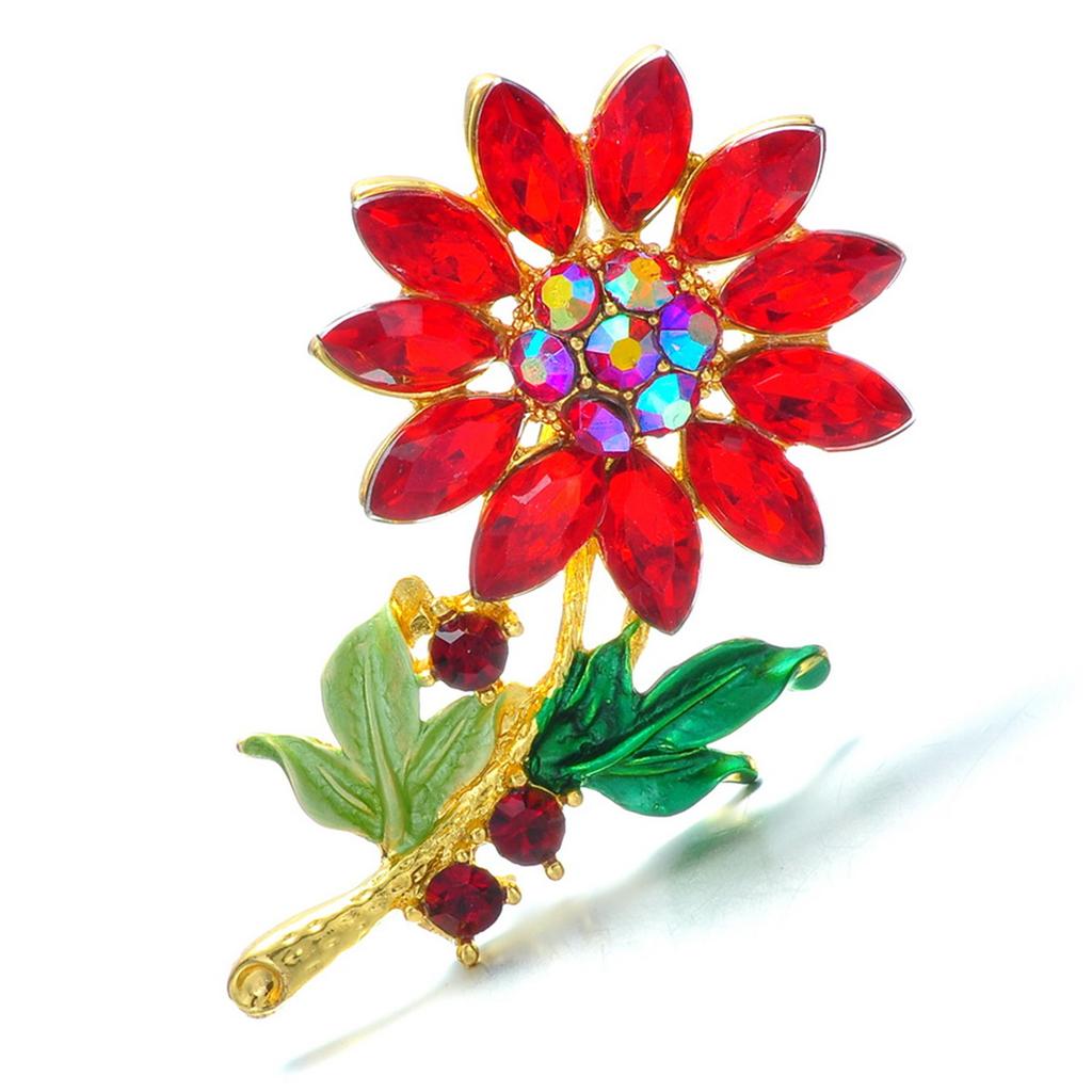Rinhoo Elegant Daisy Flower Brooches For Women Fashion Sunflower Leaves Enamel Pins Floral Bouquet Badge Wedding Party Jewelry