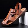 Fashion Fashion Comfortable Men's Sandals Solid Color Open Toe Mens Leather Sandals Summer New Slippers Beach for Male Leather Footwear