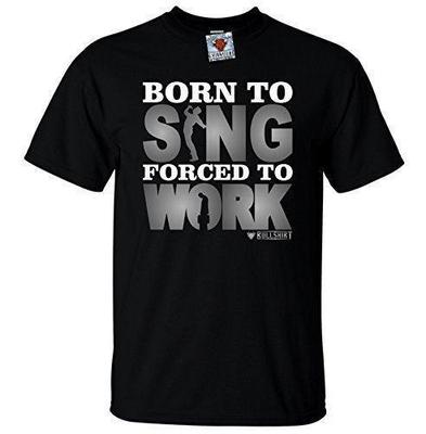 Geboren zum Singen Gezwungen zu Arbeiten Herren T-Shirt - Lustiges Geschenk Sänger Musik Papa Bruder