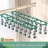 Multi-Functional Stainless Steel 18-Clip Sock Drying Rack with Windproof Hook for Balcony Use