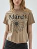 [mardimercredi] Slim T-Shirt Flower Mardi Cracked Destroyed - Latte Grey